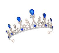 UKCOCO Blue Rhinestone Bridal Tiara Headband with Zinc Alloy Frame, Comfortable to Wear for Wedding Decoration or Proms, Unique and Dazzling Design Showcasing Nobility Temperament