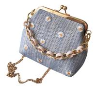 UKCOCO Bohemia Design Style with Embroidery Lace Straw Shoulder Bag and Clip Weave Material Handy Summer for Suitable Beach Women for Journey and Party