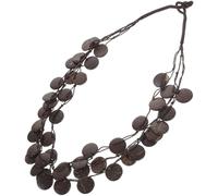UKCOCO Bohemian Multilayer Coconut Shell Beaded Necklace for Women, Handmade Wooden Beads Choker, Coffee Color Short Strand Neck Jewelry and Women