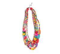 UKCOCO Boho Chunky Beaded Necklace Colorful Handmade African Statement Jewelry Rainbow Wood Beads Ethnic Layered Collar Necklace for Women