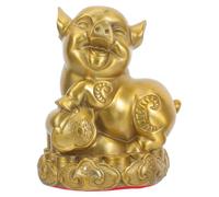 UKCOCO Brass Zodiac Pig Statue Golden Chinese Style Table Decor