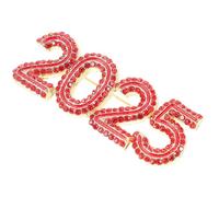 UKCOCO Brooch Red Number Rhinestone Pin Sparkling Elegant in Embellishments Alloy, Versatile Style for New Year and Accessories Chinese Everyday Clothing