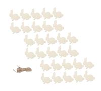 UKCOCO Bunny Wooden Chips 30Pcs Solid Wood Cutouts with Hemp Ropes for Easter Party Decorations DIY Craft Supplies Boys and Hanging Ornaments