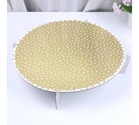 UKCOCO Cake Stand Cupcake Display Tray Single-tier Paper with Golden Dot Pattern , round Reusable for Displaying Treats and for Parties and Bakeries