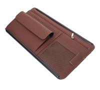 UKCOCO Car Sun Visor Organizer Multi-pocket Visor Storage Case with Sunglasses Holder and Brown Eyeglass Compartment