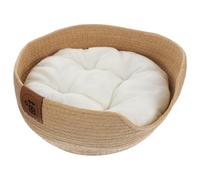 UKCOCO Cat Beds for Indoor Cats :Round Straw Woven Cat Bed with Removable Pad Semi-enclosed Breathable Basket Bed Cat Sleeping Nest for Indoor Small Cats Kitten,Diameter: 13inch, height: 4inch