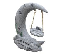 UKCOCO Cat Moon Headstone Memorial Stone Resin Pet Grave Marker Outdoor Garden Ornament for Cat Loss Remembrance
