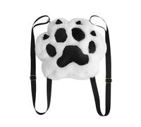 UKCOCO Cat Paw Plush Backpack for Women, Small Fluffy Shoulder Bag with Black and White Soft Paws, Cute Mini Cosmetic and Everyday Crossbody Purse for Travel and Daily Use
