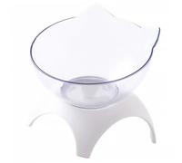 UKCOCO Cat Shaped Tilted Food Bowl with Rack Slip Pet Feeder for Cats and Kittens Neck Protective Design Easy to Clean White Single Bowl Stand