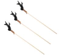 UKCOCO Cat Teaser Stick Wooden Feathered 3 Pcs Interactive for Indoor Cats and Kittens Sturdy Playthings