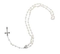 UKCOCO Catholic Pearl Beads Necklace with Cross Elegant Religious Jewelry for Women Unique Design Luxurious Decoration for Prayer Daily Wear Option