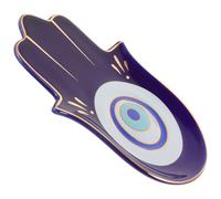 UKCOCO Ceramic Buddha's-Hand Jewelry Tray Eye of The Devil Storage Plate Small Blue Ceramic Ring Dish Organizer for Jewelry Accessories