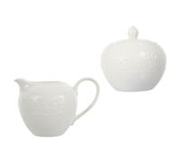 UKCOCO Ceramic Coffee Cup White 2 Pcs Milk Container Sugar Storage Jar Set | Simple Practical Elegant Design, Multi Functional and Easy to Clean, White Ceramic Serving Pieces