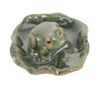 UKCOCO Ceramic Lotus Leaf Frog Decoration for Garden Durable Miniature Figurine Small Compact Ornament for Fish Tank Home Office Decor