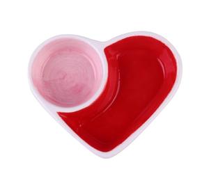 UKCOCO Ceramic Pet Feeding Bowl Small Animals Food and Water Dish Double Heart Design Porcelain Cat Water Food Feeder Suitable for Hamsters and Kittens