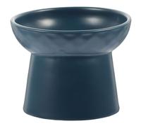 UKCOCO Ceramic Raised Cat Bowl with Angled Rim, Nordic Neck Protection, Blue Candy Color, Elevated Pet Feeding Dish for Indoor Cats and Kittens