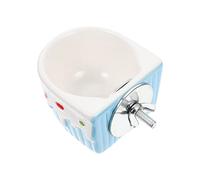 UKCOCO Ceramic Small Wall-mounted Hamster Feeding Bowl with Anti-spill Design, Blue Pet Food Container for Squirrels, Hedgehogs, Sugar Gliders and Rabbits, Washable Small Animal Feeder