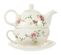 UKCOCO Ceramic Tea Pot Set for One with Floral Pattern English Afternoon Tea Teaware Single-Serve Teapot and Cup Kit
