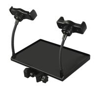 UKCOCO Clamp-on Microphone Stand Tray 20x14cm with Dual Mount and Storage Box, Multi-purpose Movable Sound Card and Mic Live Tray with Phone Holder for Music and Recording Accessories