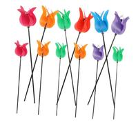 UKCOCO Colorful Windmill Decor Yard Windmill 12pcs Plastic Tulip Shaped Wind Spinners for Garden Outdoor Decoration Boys and Girls Toy