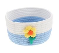 UKCOCO Compact Woven Cotton Rope Small Storage Basket for Home and Office Durable Handwoven Organizer for Keys Makeup and Sundries Space Saving Desktop Storage Bin