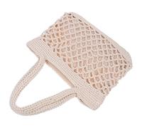 UKCOCO Cotton Woven Hand-crocheted Tote Bag for Women, Large Capacity Simple Handmade Shoulder Handbag, Beige Casual Storage Pouch for Daily Use and Travel
