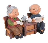 UKCOCO Creative Elderly Couple Resin Figurine, Romantic Valentine’s Day Wedding Desktop Ornament, Home Décor Accent for Anniversary and Living Room Decoration