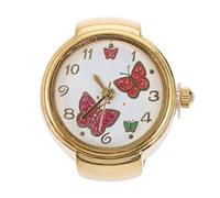 UKCOCO Creative Finger Ring Watch with Butterflies Embellishment, Metal Material, Big Numbers Design, Simple and Practical Style, Jewellery for Casual and Everyday Use