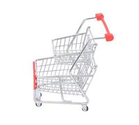 UKCOCO Creative Mini Metal Shopping Basket Model Small Food Serving Trolley Decorative Cart Craft for Hotel Table Settings Red Office Storage Organizer