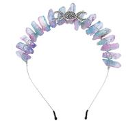 UKCOCO Crystal Crown Headband for Women, Alloy Goddess Hair Decor with Natural Jelly Color, Triple Moon Sun Witch Tiara Headdress for Banquet and Wedding Accessories