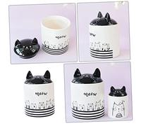 UKCOCO Cute Cat Ear Ceramic Storage Jar with Sealing Lid Multi Functional Airtight Canister for Sugar Tea Spices and Candy Decorative Kitchen and Living Room Container