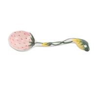 UKCOCO Cute Ceramic Dessert Spoon with Long Handle and Comfortable Grip, Strawberry Shape in Pink, Food Contact Grade for Dessert Preparation and Afternoon Tea Plating