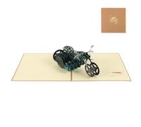 UKCOCO D Greeting Card Motorcycle Paper Green Handmade Birthday Card for Men, Father's Day Keepsake with Ample Writing Space