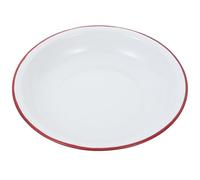 UKCOCO Deep Enamel Plate 18cm Red Rim Thickened Retro Style Deep Dinnerware Serving Bowl for Pasta Salad Soup Camping Picnic