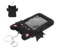 UKCOCO Devil Wings Plush Card Holder Keychain Black Soft Id Badge Sleeve Bus Card Protector for Students and Fans