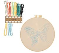 UKCOCO DIY Embroidery Starter Kit Butterfly Floral Cross-Stitch Supply with Embroidery Frame and Professional Stitching Materials for Home Decor and Handcraft Beginners