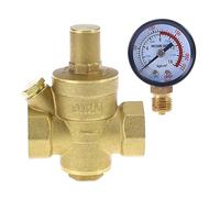 UKCOCO DN20 Brass Pressure Reducing Valve-Heavy-Duty Adjustable Water Pressure Regulator with Water Pressure Gauge