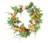 UKCOCO Easter Egg Wreath Decorative Festival Hanging Decor with Light for Door Wall, Plastic Easter Pendant Wreath for Spring Holiday Celebration