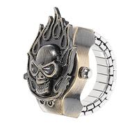 UKCOCO Electronic Flipping Ring Watch Retro Elastic Finger Jewelry Men’s Fashion Accessory Casual Wear with Blue-green Adjustable Band