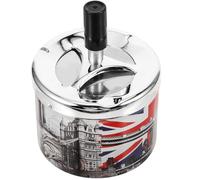 UKCOCO Elegant Metal Spinning Ashtray with Lid Featuring Automatic Extinguishing Function, Easy to Use Rotating Lid Design, Ashtray Outdoor for Home and Office Use, Stylish Portable Tray