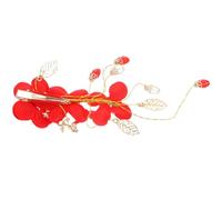 UKCOCO Elegant Red Pearl Flower Hair Clip for Wedding and Parties, Handmade Rhinestone Hairpin with Alloy Material, Easy to Wear and Anti-rust Hair Accessory for Ladies