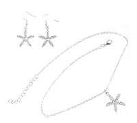 UKCOCO Elegant Star Jewelry Necklace and Ear Dangles Set for Women Made of Alloy and Resin, for Dancing Party or Nightclub, Stylish Orange Pendant Earrings and Neck Chain