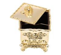 UKCOCO Embossed Floral Cotton Pad Box with Lid, Container and Makeup Sponge Organizer, Dustproof Storage Case for Bathroom and Vanity Use, Gold Color