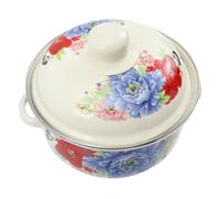 UKCOCO Enamel Stockpot with Lid for Home Stew and Noodle Cooking, Thickened Cast Iron Pot Featuring Easy to Clean Surface and Creative Generous Appearance Design, for Party and Festival