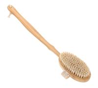 UKCOCO Ergonomic Bamboo Bath Brush with Bristle for Comfortable Touch and Skin Massage, Back Cleaner for Shower Use, Detachable Single-Sided Body Scrubber with Curved Handle