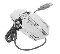 UKCOCO Ergonomic Wired Gaming Mouse with Rgb Glare Light and Skin-like Layer, Silver Plastic Computer Accessory Suitable for Playing Computer Games