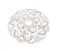 UKCOCO European Style 12 Inch Round Plastic Ceiling Medallion in White and Light Gold, Ornamental Ceiling Plate for Fan Fixtures and Flush Mount Lighting in Living Room