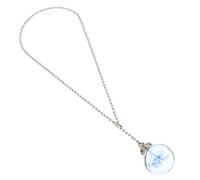 UKCOCO European Style Blue Floral Fan Light Pull Chain Silver Decorative Ceiling Fan Lamp Hanging Pendant for Home Chandelier Unique Ball Chain Ornament