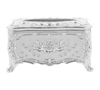 UKCOCO European Vintage Carved Rose Tissue Box Cover, Rectangular Dining Table Napkin Holder, White Desktop Paper Towel Storage for Home Bathroom Decor