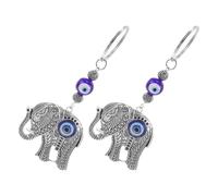 UKCOCO Evil Eye Keychain Elephant Pendant 2Pcs Lightweight Sturdy Car Accessory for Women Purse and Rear View Mirror Charm
